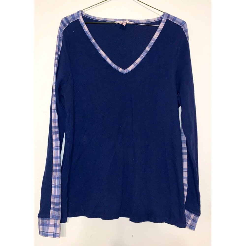 Women's Victoria's Secret Navy Blue/Purple Thermal‎ Pajama Top Size Large